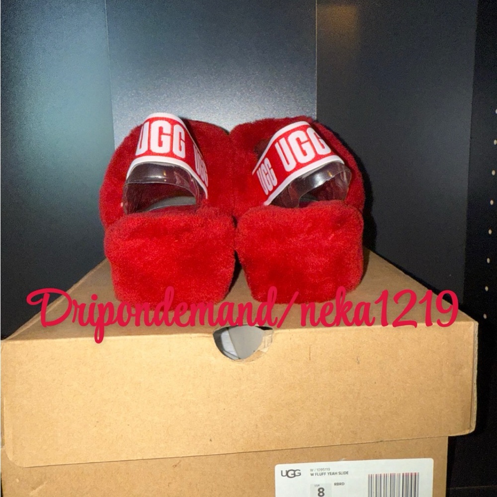 UGG Fluff Yeah Slides- Ribbon Red - Picture 5 of 6